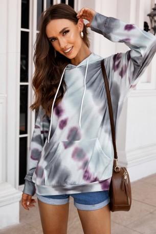 Majica s kapuco v tie dye sivi barvi Jesica