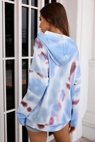 Majica s kapuco v tie dye svetlo rjavi barvi Bettina