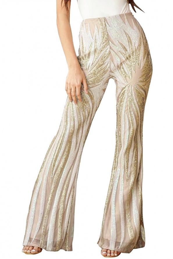 Marelične bleščeče hlače na zvonec Quinn