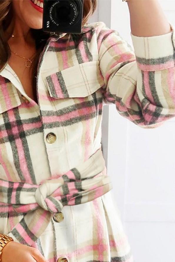 Mini karirana obleka z žepi Doris