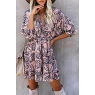 Mini obleka Babydoll v slogu roza ruffle Sage