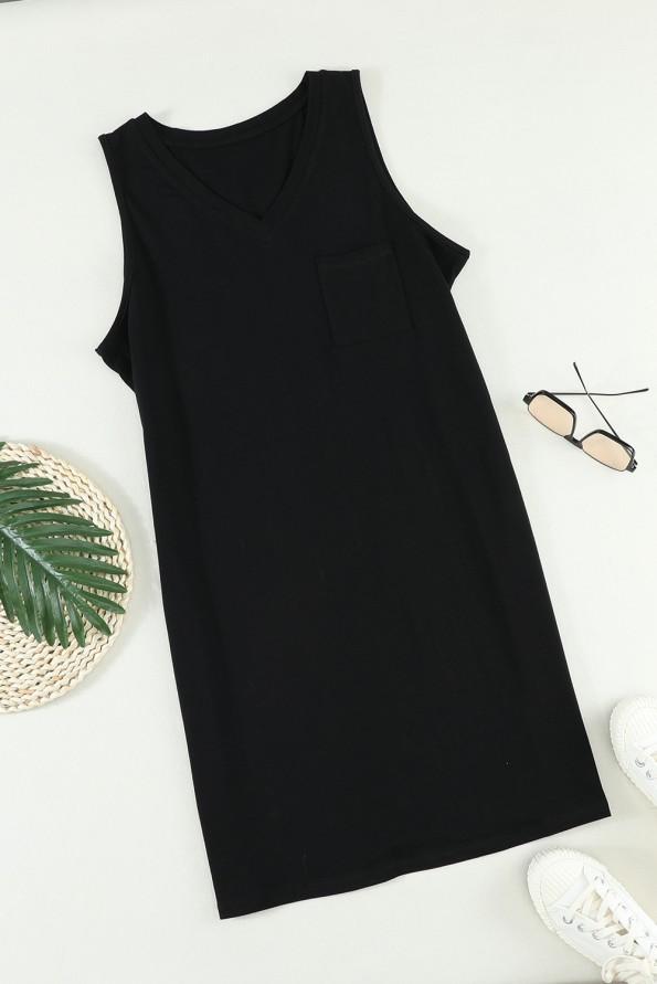 Mini obleka črna obleka brez rokavov Gelly