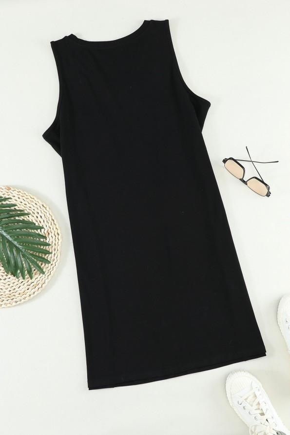 Mini obleka črna obleka brez rokavov Gelly