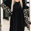 Mini obleka Eden z dolgimi leopardjimi rokavi