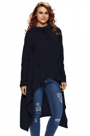 Moder prevelik pulover Henley s kapuco