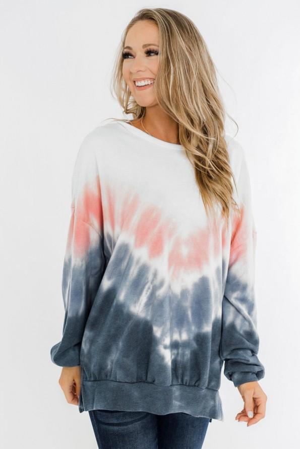 Moder tie dye ombre pulover Serenity
