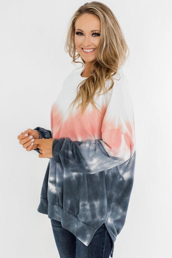 Moder tie dye ombre pulover Serenity