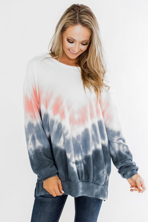 Moder tie dye ombre pulover Serenity