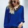 Modra bluza Aubree z V izrezom