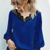 Modra bluza Aubree z V izrezom