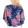 Modra bluza Azariah s cvetličnimi vzorci in kimono rokavi