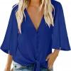 Modra bluza Bethany z vozlom