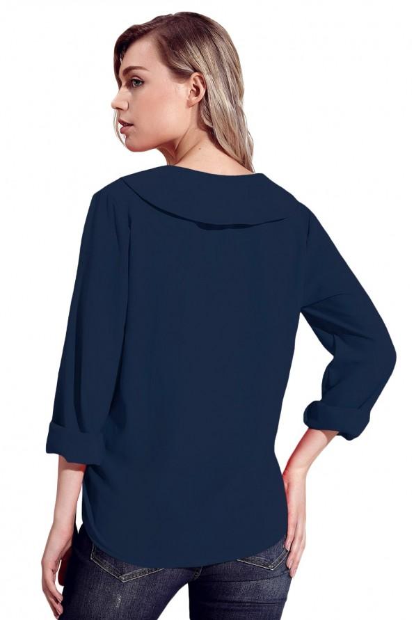 Modra bluza Davina z ovratnikom