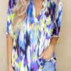 Modra bluza Lola z gumbi in tie-dye motivom