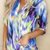 Modra bluza Lola z gumbi in tie-dye motivom