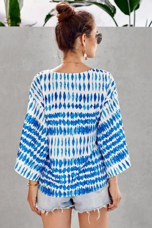 Modra bluza Miriam s pentljo