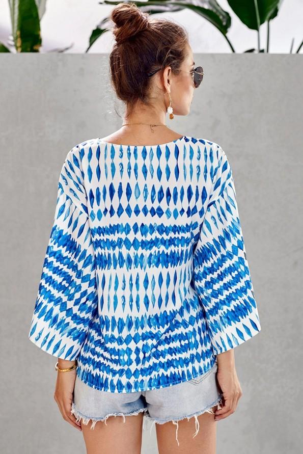 Modra bluza Miriam s pentljo