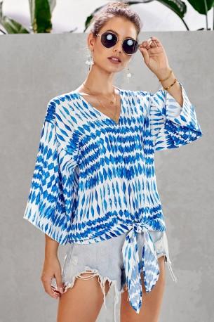 Modra bluza Miriam s pentljo