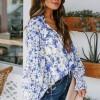 Modra bluza Riley s cvetlčnim potiskom