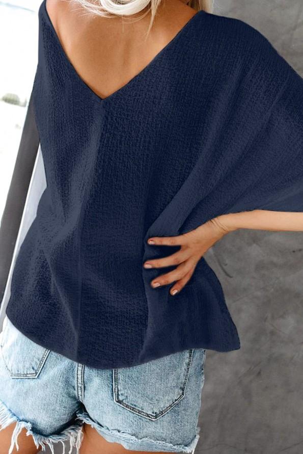 Modra bluza s kratkimi rokavi Briella