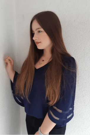 Modra bluza Treasure s prosojnimi trakovi