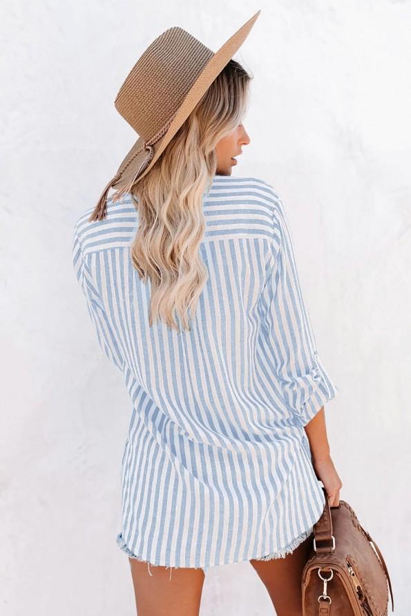 Modra bombažna bluza Mia