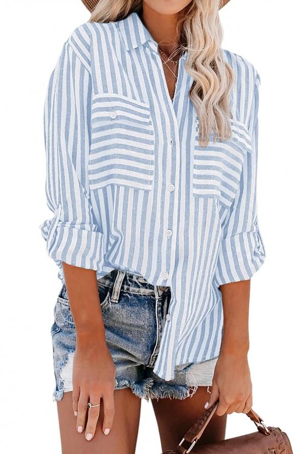 Modra bombažna bluza Mia
