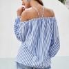 Modra črtasta bluza Emory z naramnicami