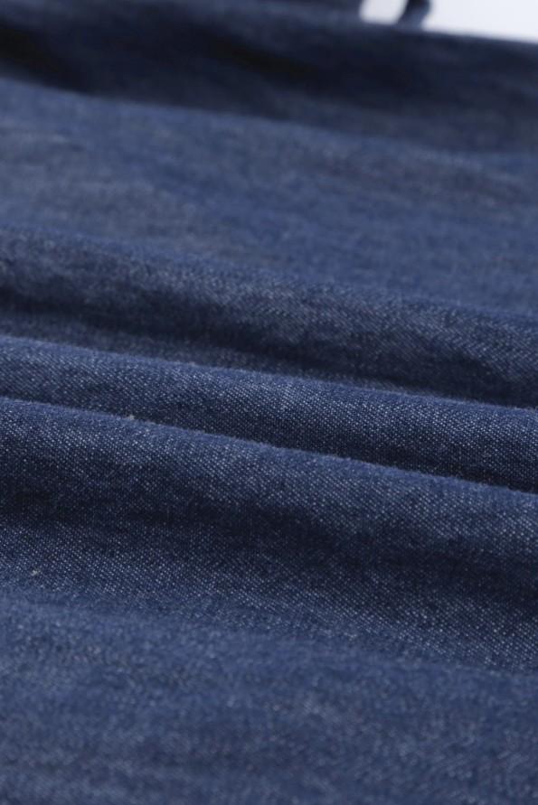 Modra denim majica obleka Eloise z V izrezom