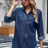 Modra denim srajca Athena z zavihanimi rokavi