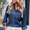 Modra denim srajca Athena z zavihanimi rokavi