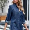 Modra denim srajca Athena z zavihanimi rokavi