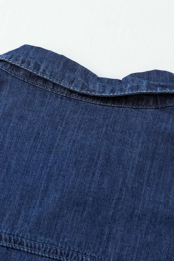 Modra denim srajca z dolgimi rokavi na gumb Jada