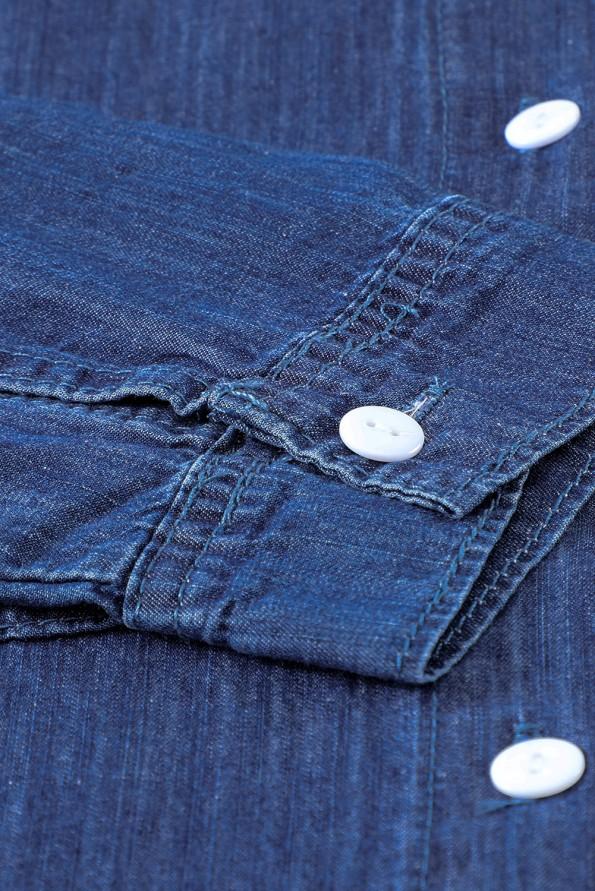 Modra denim srajca z dolgimi rokavi na gumb Jada