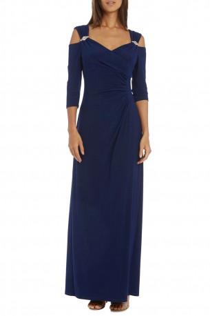Modra dolga obleka Selah z zaponko