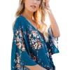 Modra kimono bluza Madisyn s cvetličnim vzorcem