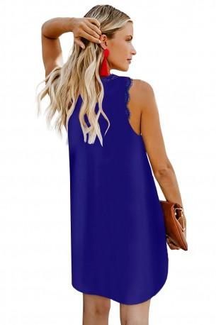 Modra kratka obleka Giuliana brez rokavov