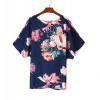 Modra nabrana bluza Bonnie s cvetličnim potiskom