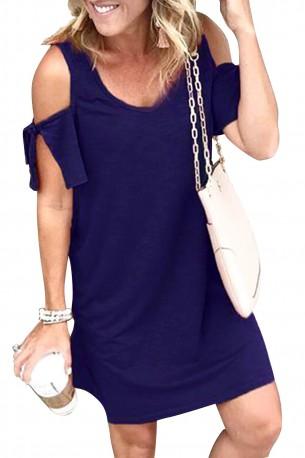 Modra obleka Kyla z odprtimi rameni