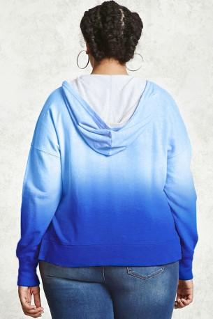 Modra  ombre jopa s kapuco Amina za močnejše
