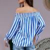 Modra poletna bluza Ainsley z odprtimi rameni