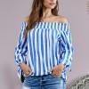 Modra poletna bluza Ainsley z odprtimi rameni