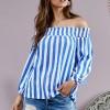 Modra poletna bluza Ainsley z odprtimi rameni