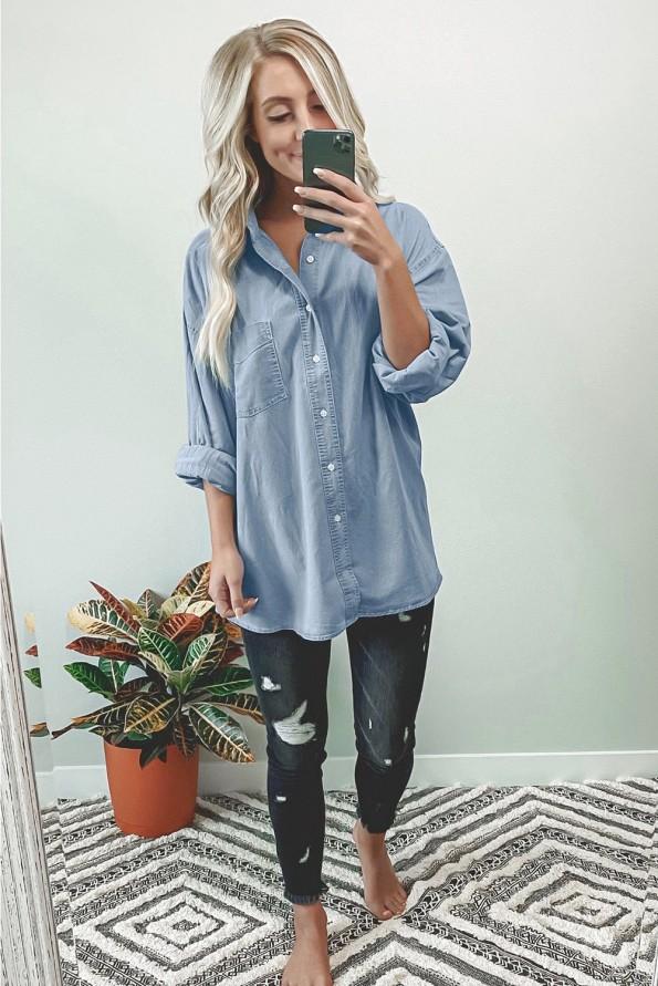 Modra prevelika denim srajca Dakota