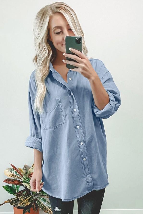 Modra prevelika denim srajca Dakota