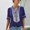 Modra priložnostna bluza Kylee z vezenim vzorcem