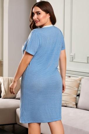 Modra spalna obleka  s kratkimi rokavi in z V-izrezom Enna