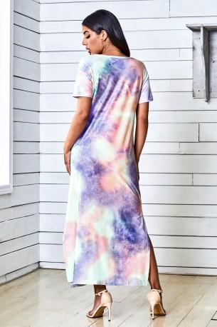 Modra tie dye maksi obleka Joanna