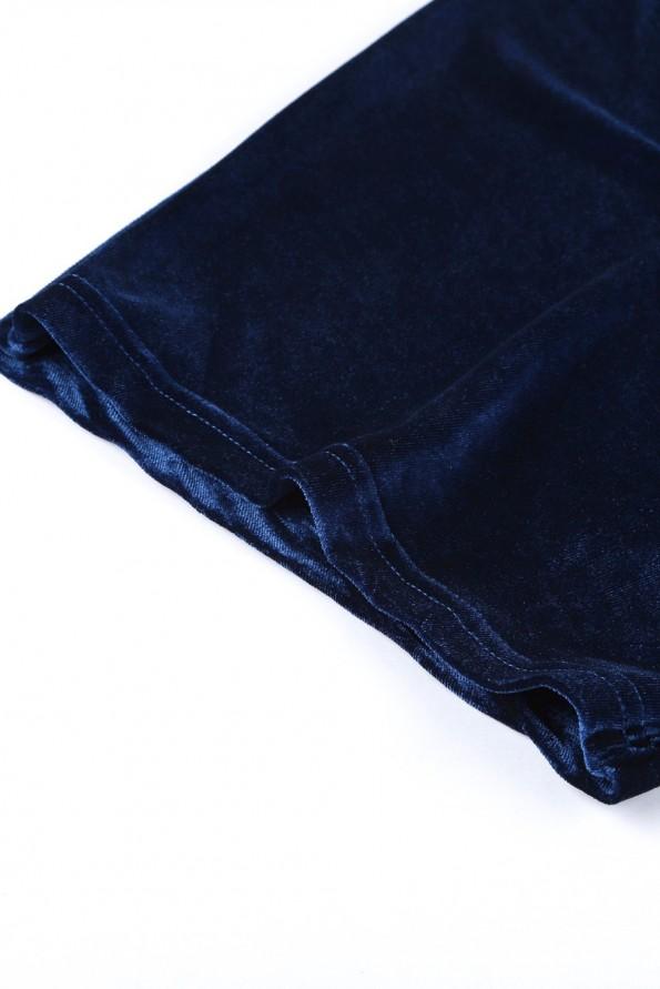 Modra žametna mini obleka Valeria s pasom