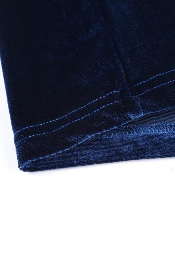 Modra žametna mini obleka Valeria s pasom